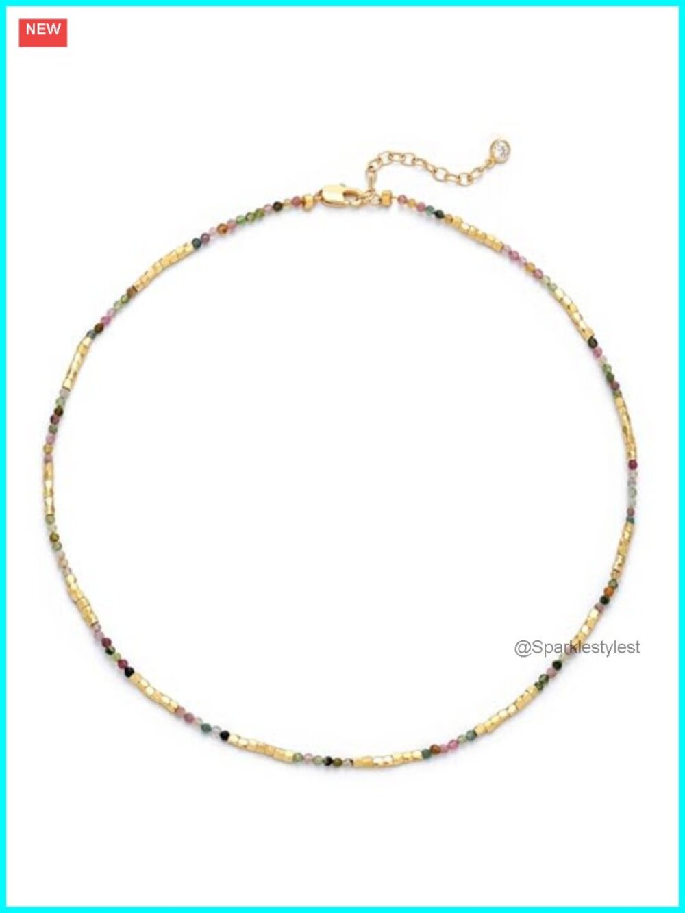 14K Gold Plated Tourmaline Beaded Choker Necklace